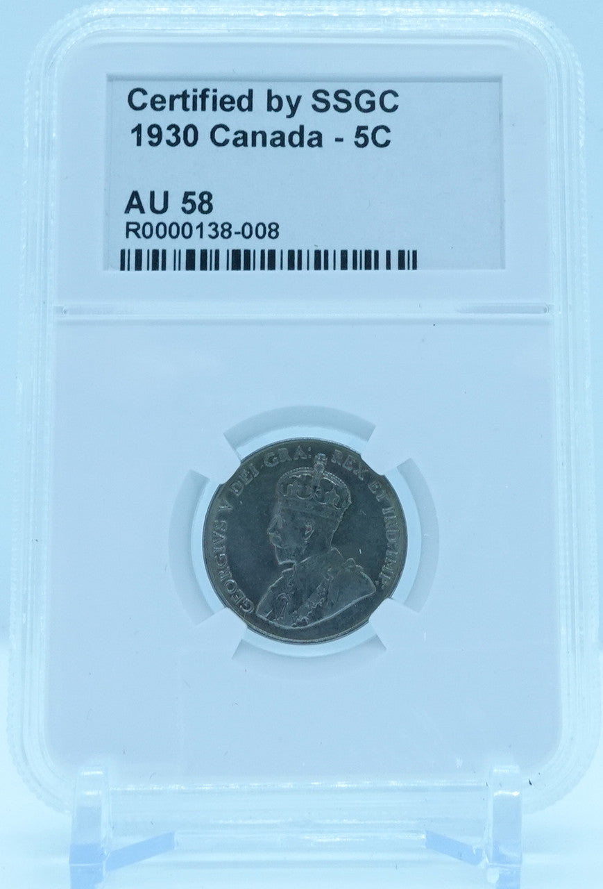 1930 5 CENT CANADA – AU 58 - GRADED