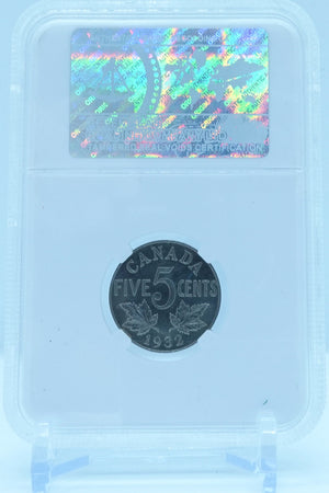 1932 5 CENT CANADA NEAR S – NEAR 2 – MS 64 - GRADED