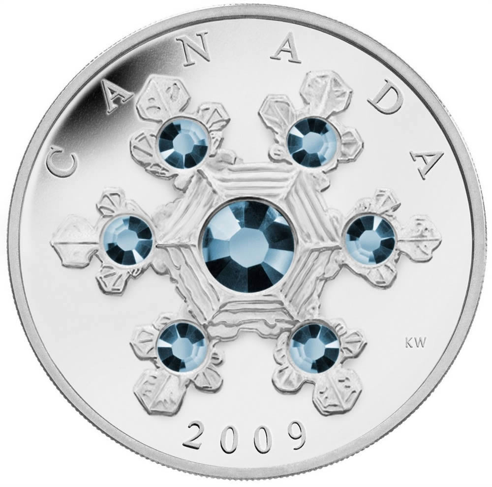 2009 1oz $20 SILVER COIN  - BLUE CRYSTAL SNOWFLAKE