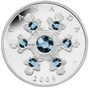 2009 1oz $20 SILVER COIN  - BLUE CRYSTAL SNOWFLAKE