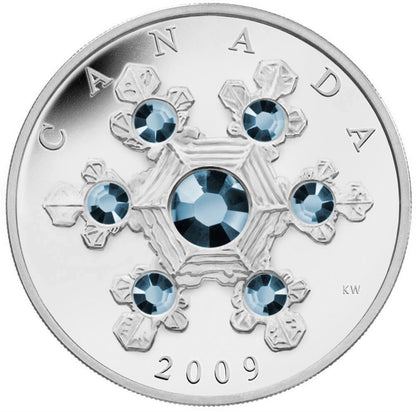 2009 1oz $20 SILVER COIN  - BLUE CRYSTAL SNOWFLAKE