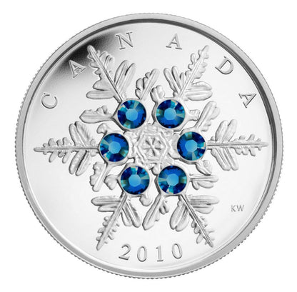 2010 1oz $20 - BLUE CRYSTAL SNOWFLAKE - FINE SILVER COIN