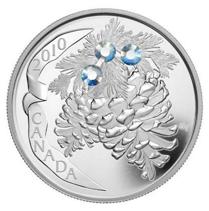 2010 1oz $20 HOLIDAY PINECONES - MOONLIGHT - FINE SILVER COIN
