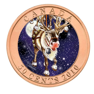 SALE - 2010 - 50-CENT COIN - SANTA AND THE RED NOSED REINDEER (NO SLEEVE)