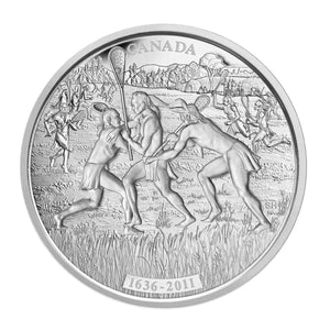E-TRANSFER ONLY - 2011 $250 KILO SILVER COIN - 375TH ANNIVERSARY OF THE FIRST EUROPEAN OBSERVATION OF LACROSSE