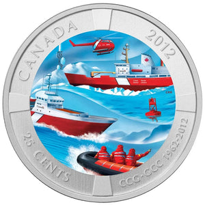 2012 50TH ANNIVERSARY OF THE CANADIAN COAST GUARD 25 CENT COIN