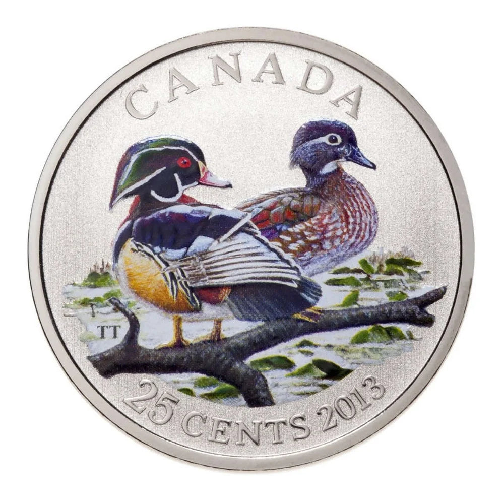 2013 25-CENT COLOURED COIN DUCKS OF CANADA - WOOD DUCK