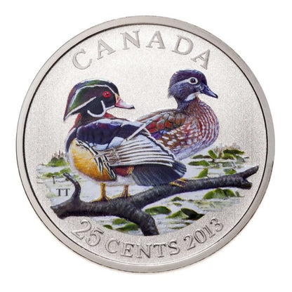 2013 25-CENT COLOURED COIN DUCKS OF CANADA - WOOD DUCK