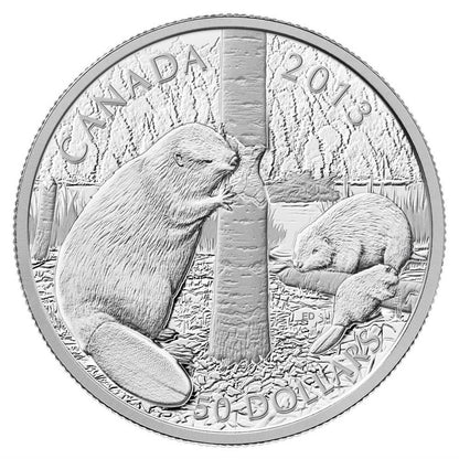 2013 $50 5oz THE BEAVER FINE SILVER COIN