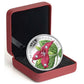 2014 1oz $20 RED TRILLIUM WITH CRYSTAL DEW DROP ELEMENTS FINE SILVER COIN