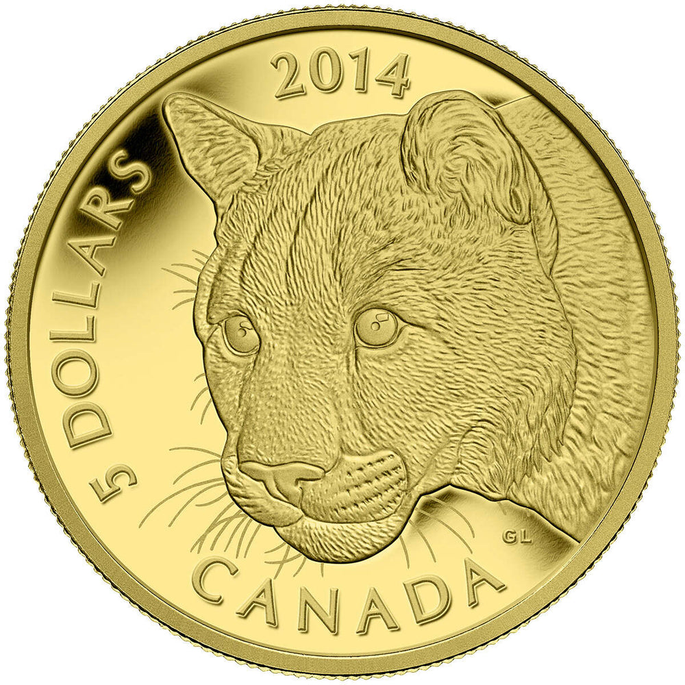 E-TRANSFER ONLY - 2014 $5 PURE GOLD COIN: COUGAR (3.14g)
