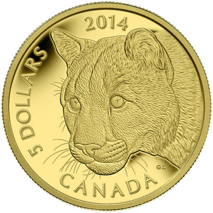 E-TRANSFER ONLY - 2014 $5 PURE GOLD COIN: COUGAR (3.14g)