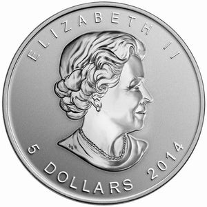 2014 1oz $5 SILVER MAPLE LEAF WITH ANA PRIVY MARK