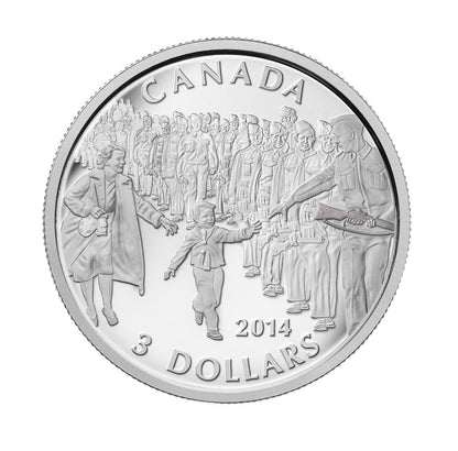 2014 1/4oz $3 WAIT FOR ME DADDY FINE SILVER COIN (NO SLEEVE)