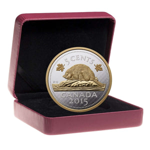 2015 5-CENT 5oz BIG COIN SERIES: BEAVER FINE SILVER COIN