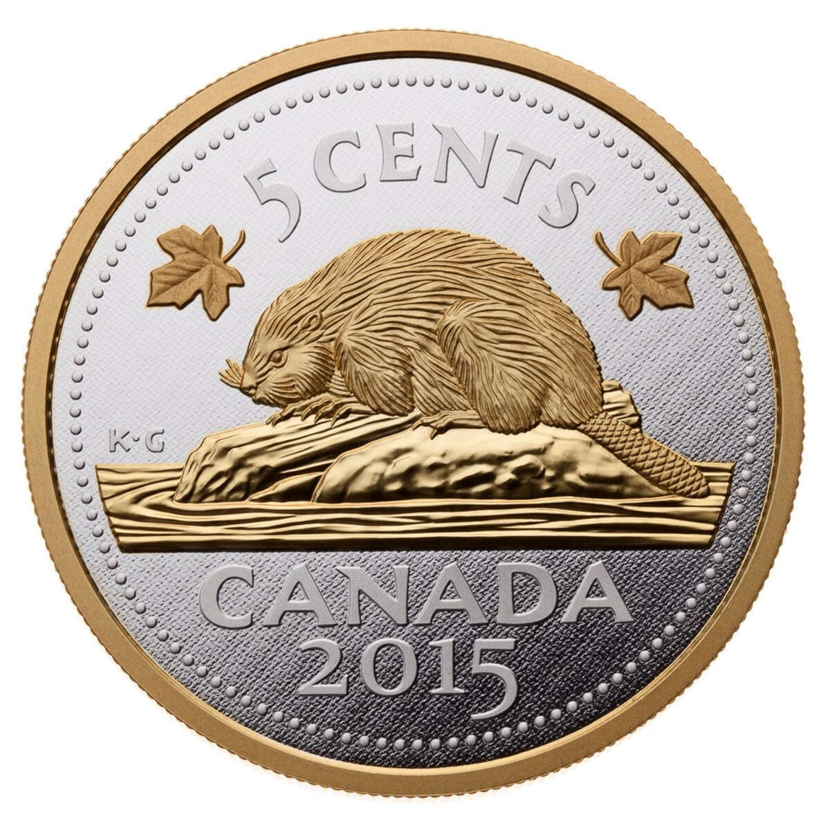 2015 5-CENT 5oz BIG COIN SERIES: BEAVER FINE SILVER COIN