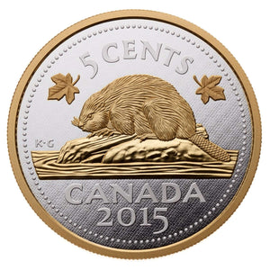 2015 5-CENT 5oz BIG COIN SERIES: BEAVER FINE SILVER COIN