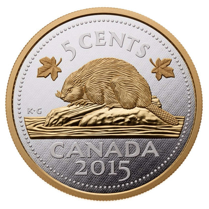 2015 5-CENT 5oz BIG COIN SERIES: BEAVER FINE SILVER COIN