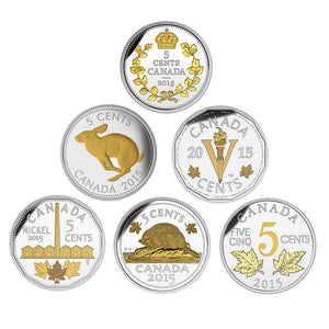 2015 5 CENT LEGACY OF THE CANADIAN NICKEL PURE SILVER SIX-COIN SET