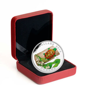 2015 1oz $20 VENETIAN GLASS TURTLE WITH BROADLEAF ARROWHEAD FLOWER FINE SILVER COIN