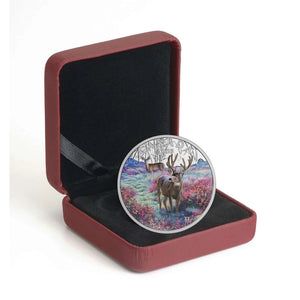 2015 1oz $20 MAJESTIC ANIMALS - MISTY MORNING MULE DEER FINE SILVER COIN