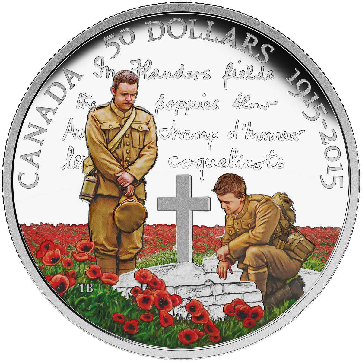2015 5oz $50 100TH ANNIVERSARY OF IN FLANDERS FIELDS FINE SILVER COIN