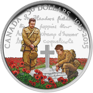 2015 5oz $50 100TH ANNIVERSARY OF IN FLANDERS FIELDS FINE SILVER COIN