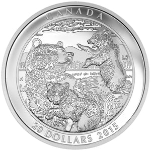2015 1oz $20 GRIZZLY BEAR: FAMILY FINE SILVER COIN