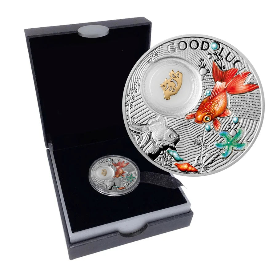 2014 $1 SYMBOLS OF LUCK: GOLDFISH FINE SILVER COIN