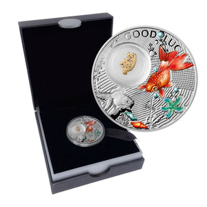 2014 $1 SYMBOLS OF LUCK: GOLDFISH FINE SILVER COIN