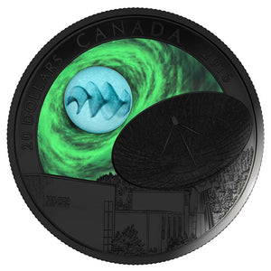 2016 1oz $20 THE UNIVERSE: GLOW-IN-THE-DARK GLASS WITH SILVER FUME FINE SILVER COIN