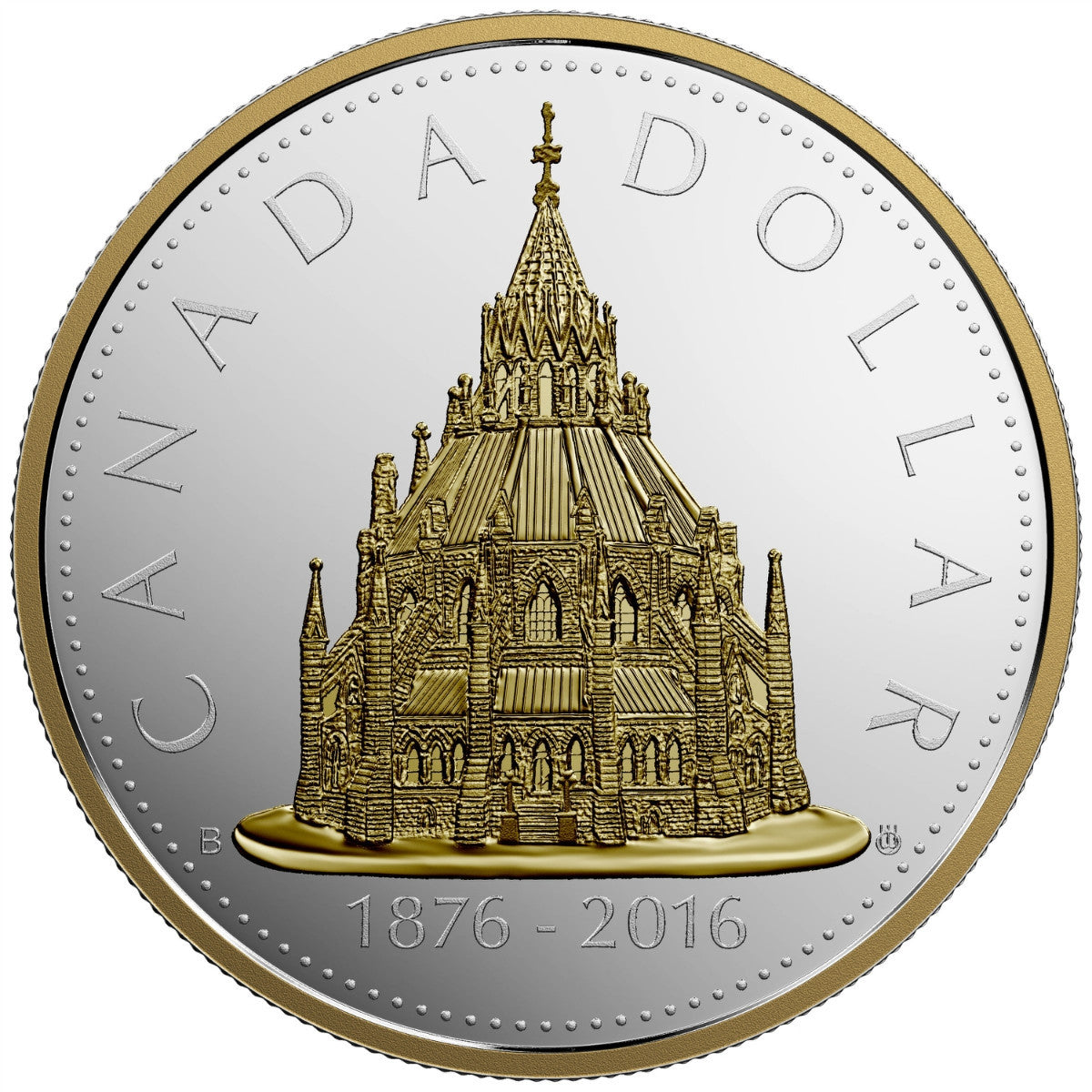 2016 2oz $1 RENEWED SILVER DOLLAR: THE LIBRARY OF PARLIAMENT FINE SILVER COIN
