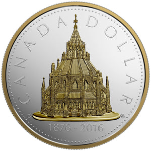 2016 2oz $1 RENEWED SILVER DOLLAR: THE LIBRARY OF PARLIAMENT FINE SILVER COIN