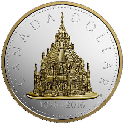 2016 2oz $1 RENEWED SILVER DOLLAR: THE LIBRARY OF PARLIAMENT FINE SILVER COIN