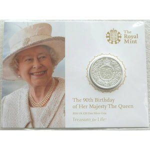 2016 1/2oz £20 QUEEN'S 90TH ANNIVERSARY FINE SILVER COIN