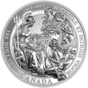 2017 10oz $100 UVENTAS ET PATRIUS VIGOR: THE 1867 CONFEDERATION MEDAL (TONED)