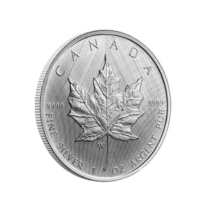 2021 1oz $5 SILVER MAPLE LEAF: W MINT MARK FINE SILVER COIN
