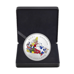2021 10oz $100 CANADA'S PROVINCIAL AND TERRITORIAL FLAGS FINE SILVER COIN