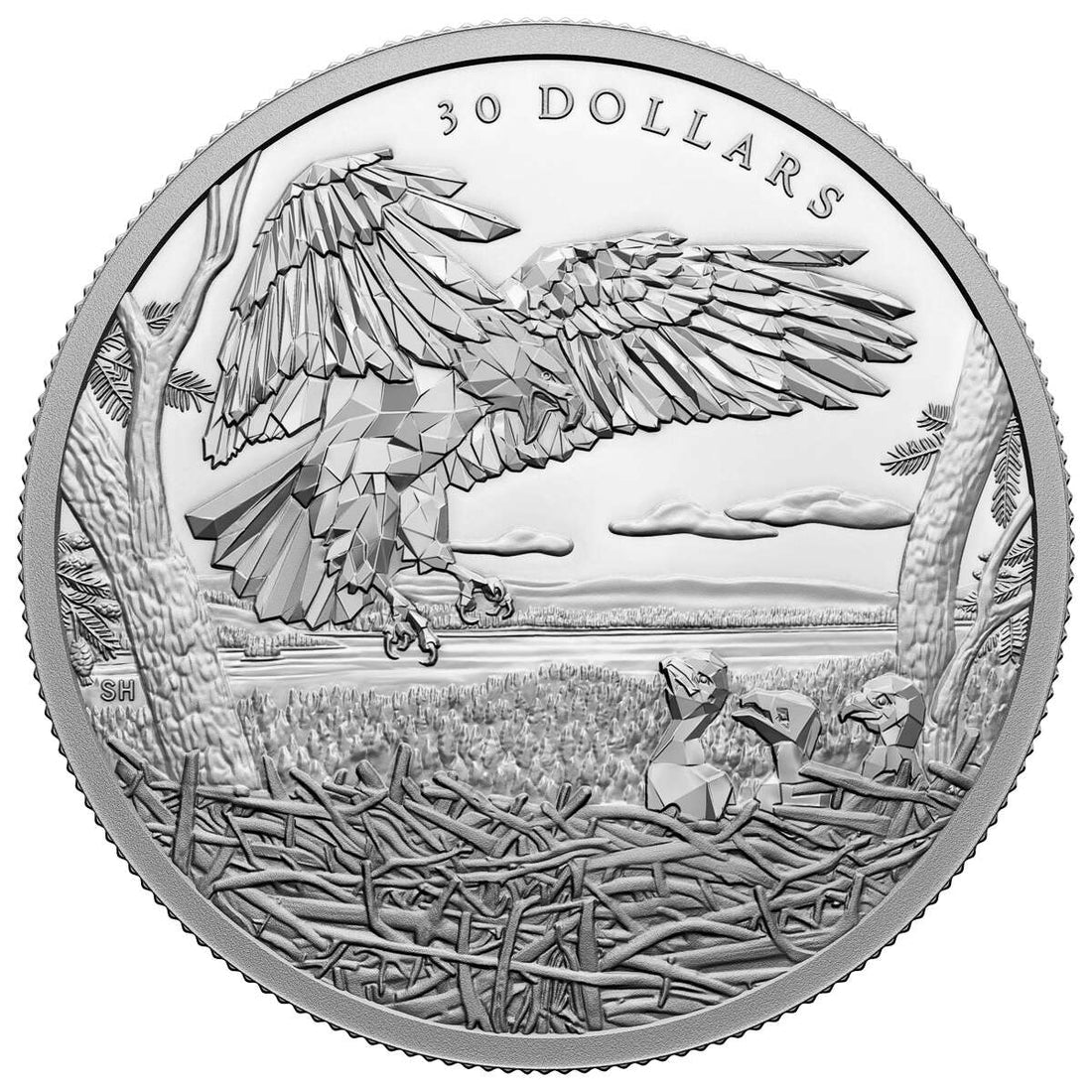 2022 2oz $30 MULTIFACETED ANIMAL FAMILY: BALD EAGLES FINE SILVER COIN