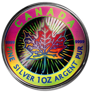 2003 SILVER MAPLE LEAF HOLOGRAM SET 15TH ANNIVERSARY (1.9oz)