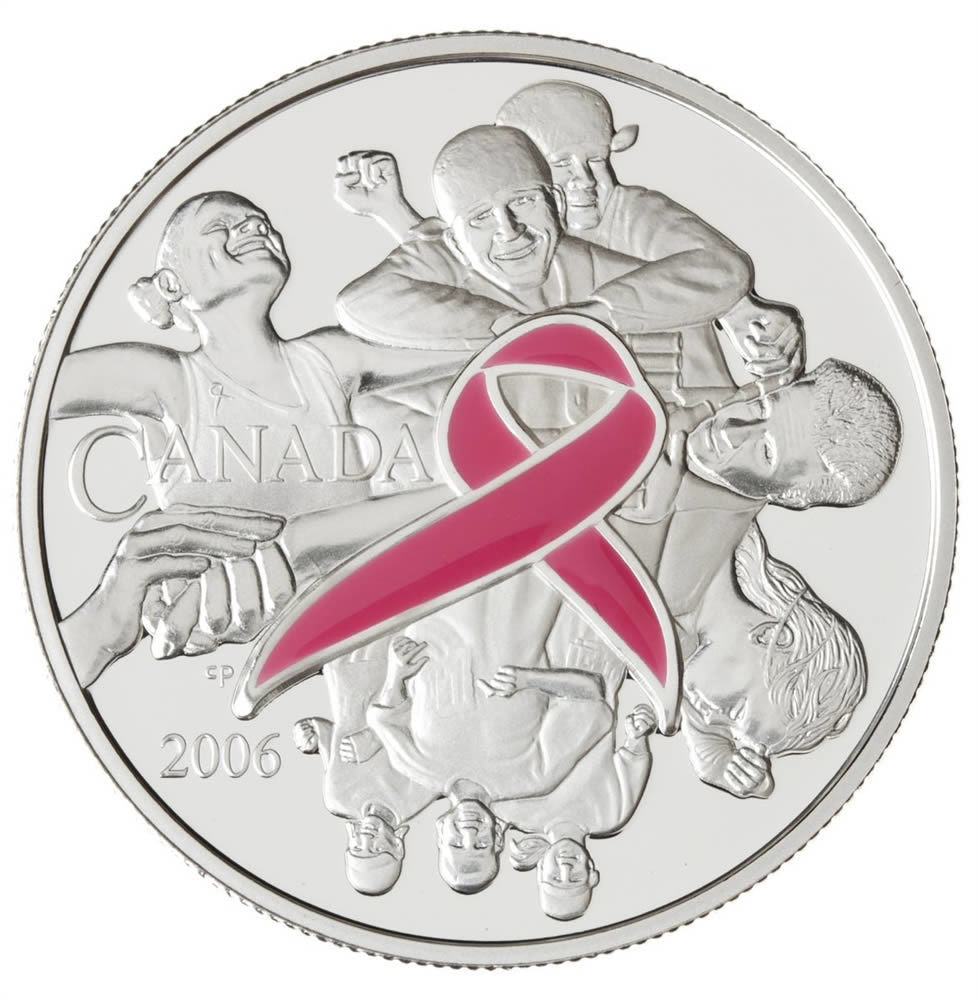 2006 $5 PINK RIBBON FINE SILVER COIN