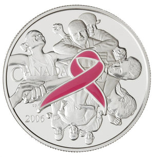 2006 $5 PINK RIBBON FINE SILVER COIN