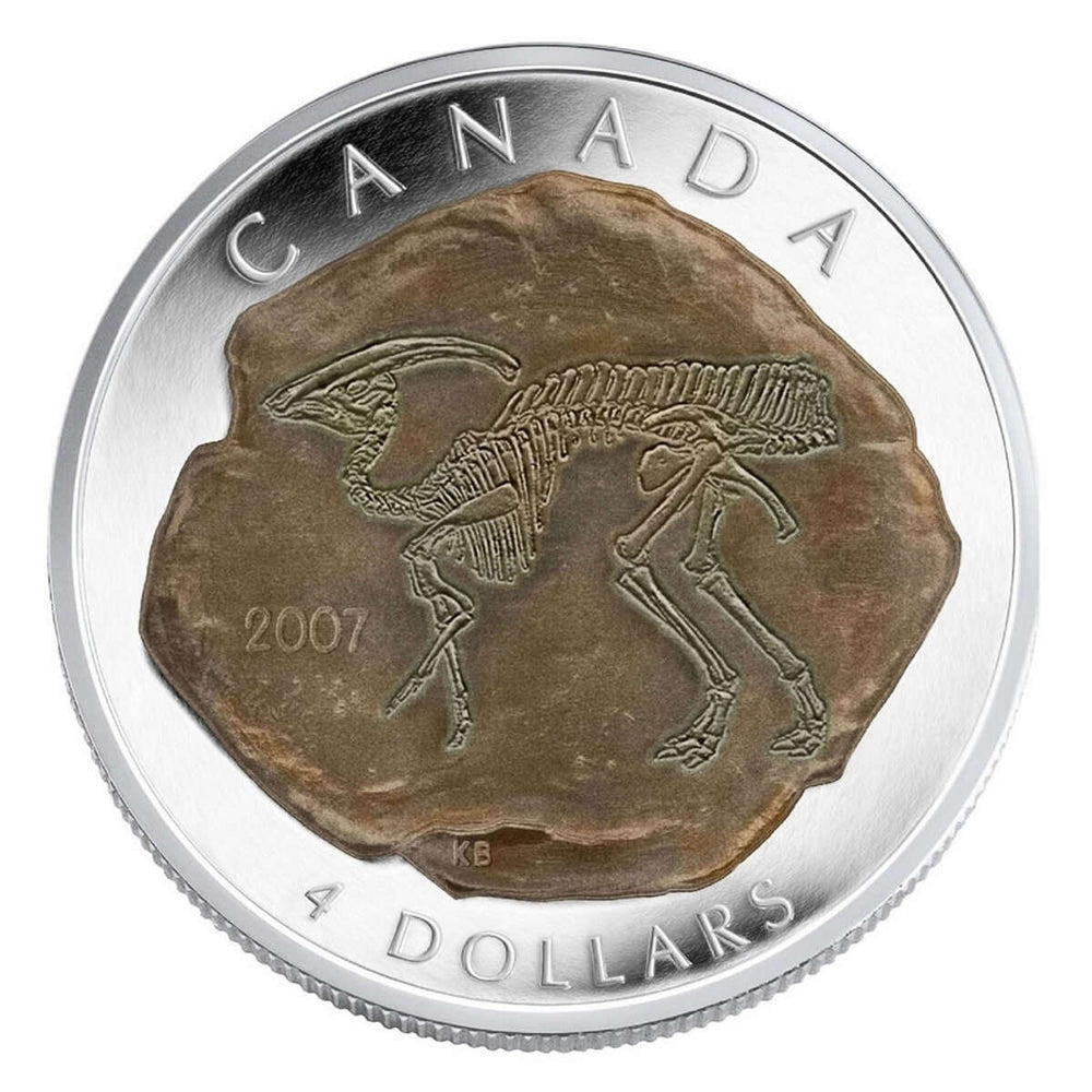 2007 1/2oz $4 DINOSAUR COLLECTION: PARASAUROLOPHUS FINE SILVER COIN
