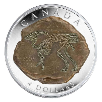 2007 1/2oz $4 DINOSAUR COLLECTION: PARASAUROLOPHUS FINE SILVER COIN