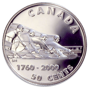 2000 50-CENT STERLING SILVER COIN: INTRODUCTION OF CURLING TO NORTH AMERICA