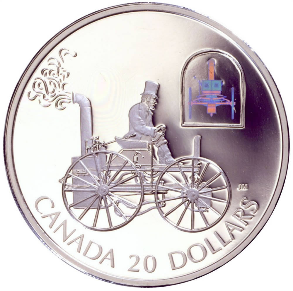 2000 1oz $20 SILVER COIN - TRANSPORTATION CAR SERIES - HS TAYLOR STEAM BUGGY