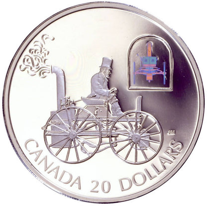 2000 1oz $20 SILVER COIN - TRANSPORTATION CAR SERIES - HS TAYLOR STEAM BUGGY