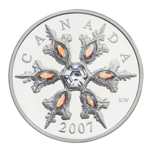 2007 1.5oz $20 STERLING SILVER COIN - IRIDESCENT CRYSTAL SNOWFLAKE