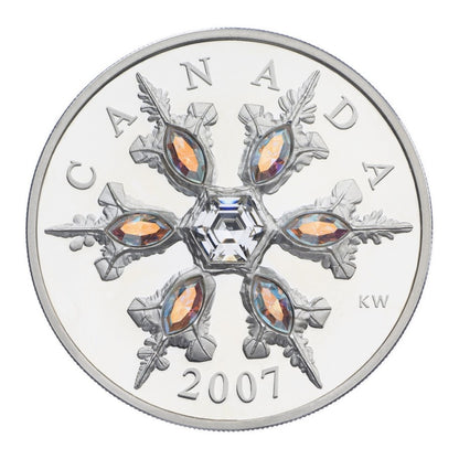 2007 1.5oz $20 STERLING SILVER COIN - IRIDESCENT CRYSTAL SNOWFLAKE