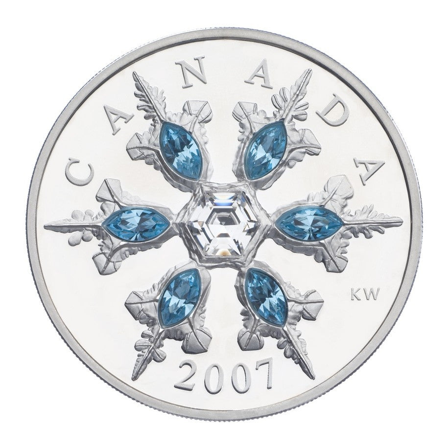 2007 $20 BLUE CRYSTAL SNOWFLAKE - STERLING SILVER COIN (1.48oz)